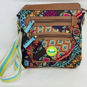 LILY BLOOM Crossbody Shoulder Bag Multi Colored Adjustable Strap Recycled
